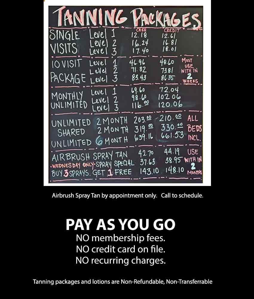 Tanning Packages Details